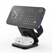 БЗП WIWU Wi-W035 Mag Go 3 in 1 wireless charger Black