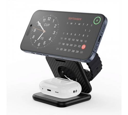 БЗП WIWU Wi-W035 Mag Go 3 in 1 wireless charger Black БЗП WIWU Wi-W035 Mag Go 3 in 1 wireless charger Black
