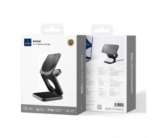БЗП WIWU Wi-W035 Mag Go 3 in 1 wireless charger Black БЗП WIWU Wi-W035 Mag Go 3 in 1 wireless charger Black