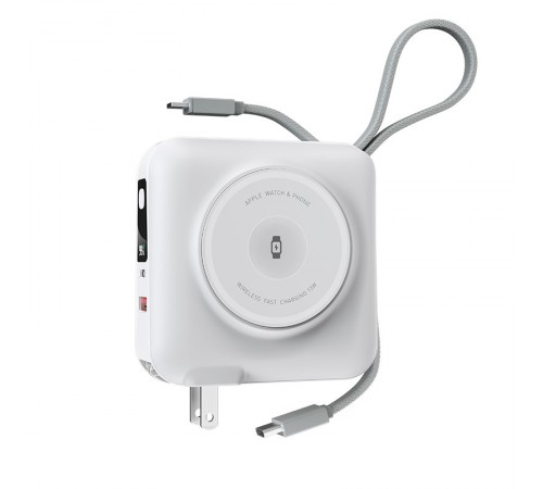 Портативний ЗП Power Bank WIWU Wi-P051 6 in 1 PD45W з БЗП 15000 mAh White Портативний ЗП Power Bank WIWU Wi-P051 6 in 1 PD45W з БЗП 15000 mAh White