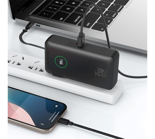 Портативний ЗП Power Bank WIWU Wi-P049 PD20W with cable 10000 mAh Black Портативний ЗП Power Bank WIWU Wi-P049 PD20W with cable 10000 mAh Black