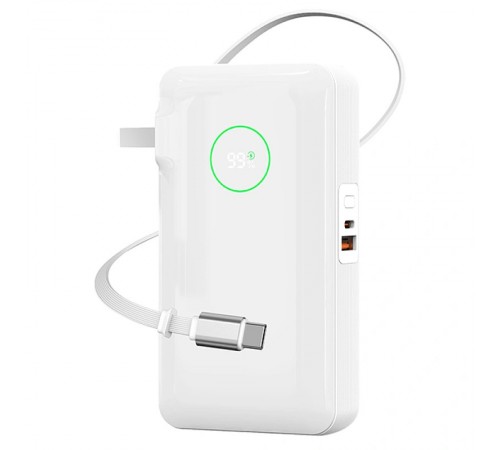 Портативний ЗП Power Bank WIWU Wi-P049 PD20W with cable 10000 mAh White Портативний ЗП Power Bank WIWU Wi-P049 PD20W with cable 10000 mAh White