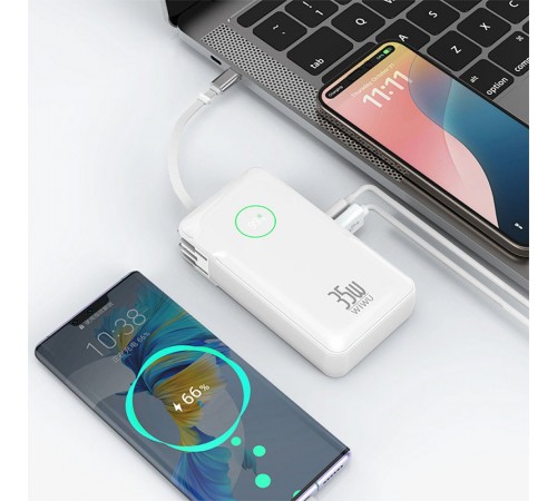 Портативний ЗП Power Bank WIWU Wi-P049 PD20W with cable 10000 mAh White Портативний ЗП Power Bank WIWU Wi-P049 PD20W with cable 10000 mAh White