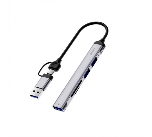 Перехідник HUB WIWU Wi-HB003 ZOLO 5 in 1 (USB-C/USB-A to 2xUSB2.0+1xUSB3.0+SD/TF) Grey Перехідник HUB WIWU Wi-HB003 ZOLO 5 in 1 (USB-C/USB-A to 2xUSB2.0+1xUSB3.0+SD/TF) Grey