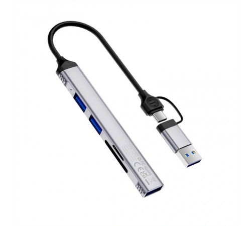 Перехідник HUB WIWU Wi-HB003 ZOLO 5 in 1 (USB-C/USB-A to 2xUSB2.0+1xUSB3.0+SD/TF) Grey Перехідник HUB WIWU Wi-HB003 ZOLO 5 in 1 (USB-C/USB-A to 2xUSB2.0+1xUSB3.0+SD/TF) Grey
