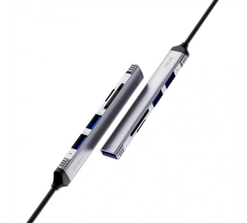 Перехідник HUB WIWU Wi-HB003 ZOLO 5 in 1 (USB-C/USB-A to 2xUSB2.0+1xUSB3.0+SD/TF) Grey Перехідник HUB WIWU Wi-HB003 ZOLO 5 in 1 (USB-C/USB-A to 2xUSB2.0+1xUSB3.0+SD/TF) Grey