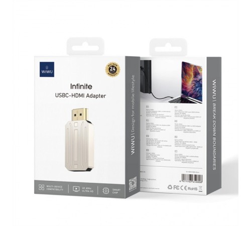 Перехідник WIWU Wi-HB004 Infinite USB-C to HDMI Silver Перехідник WIWU Wi-HB004 Infinite USB-C to HDMI Silver