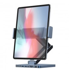 Підставка для планшетів+HUB WIWU AH801 Adjustable 8in1 (USB-C to HDMI+2xUSB-A+2xUSB-C+SD/TF+3.5mm) Gray