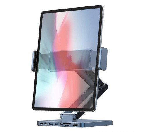 Підставка для планшетів+HUB WIWU AH801 Adjustable 8in1 (USB-C to HDMI+2xUSB-A+2xUSB-C+SD/TF+3.5mm) Gray Підставка для планшетів+HUB WIWU AH801 Adjustable 8in1 (USB-C to HDMI+2xUSB-A+2xUSB-C+SD/TF+3.5mm) Gray