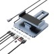 Підставка для планшетів+HUB WIWU AH801 Adjustable 8in1 (USB-C to HDMI+2xUSB-A+2xUSB-C+SD/TF+3.5mm) Gray