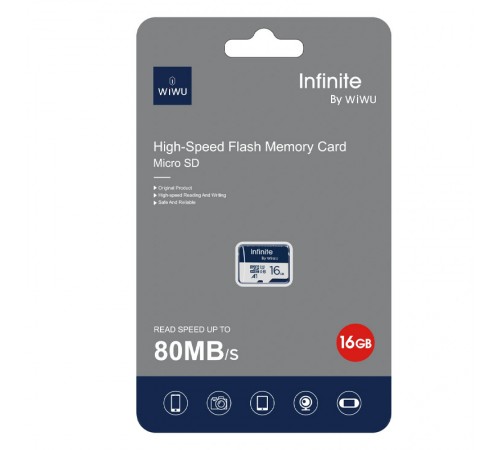 Карта пам'яті microSDXC WIWU Wi-FC004 Infinite Series 16GB (U1, C10) без адаптера Blue Карта пам'яті microSDXC WIWU Wi-FC004 Infinite Series 16GB (U1, C10) без адаптера Blue