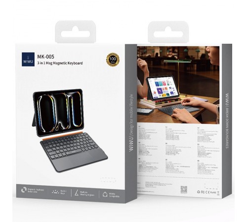 Чохол-клавіатура WIWU MK-005 3 in 1 for iPad Air 13'' (2024)/Pro 12.9" (2020-2022) Grey Чохол-клавіатура WIWU MK-005 3 in 1 for iPad Air 13'' (2024)/Pro 12.9" (2020-2022) Grey