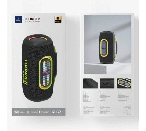 Bluetooth Колонка WIWU H7 Thunder Wireless Portable Speaker Black
