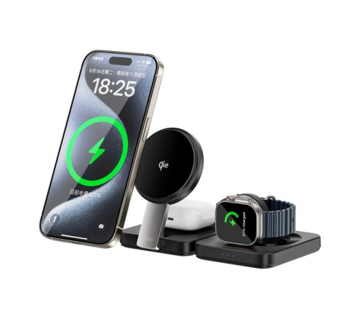 БЗП WIWU Wi-W028 QI2 3 in 1 wireless charger Black БЗП WIWU Wi-W028 QI2 3 in 1 wireless charger Black