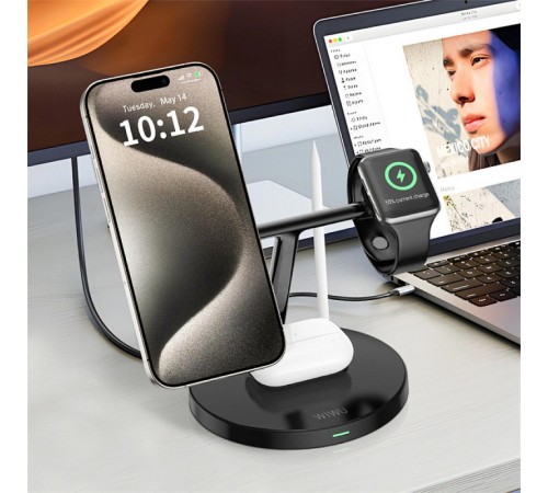БЗП WIWU Wi-W032 Magnetic 4 in 1 Cableless Charger Black БЗП WIWU Wi-W032 Magnetic 4 in 1 Cableless Charger Black