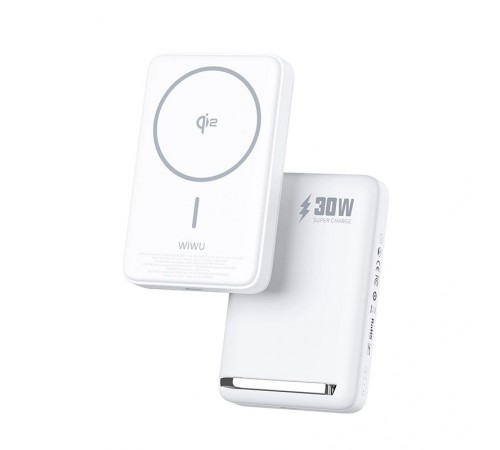 Портативний ЗП Power Bank WIWU Wi-P031 Magnetic з БЗП 30W 10000 mAh White Портативний ЗП Power Bank WIWU Wi-P031 Magnetic з БЗП 30W 10000 mAh White