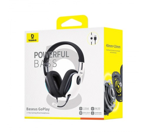 Накладні навушники Baseus OS GoPlay 1+ Max Gaming (USB-A/2m) (A00181003213-00) Moon White Накладні навушники Baseus OS GoPlay 1+ Max Gaming (USB-A/2m) (A00181003213-00) Moon White