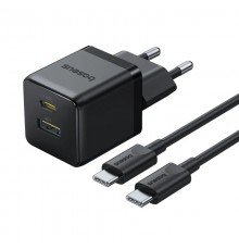 МЗП Baseus Palm Fast Charger 30W (1USB-A/1C) + кабель Type-C to Type-C (P1011160A) Cluster Black