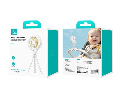 Портативний вентилятор Usams ZB289 Baby Stroller fan 2000mAh White Портативний вентилятор Usams ZB289 Baby Stroller fan 2000mAh White