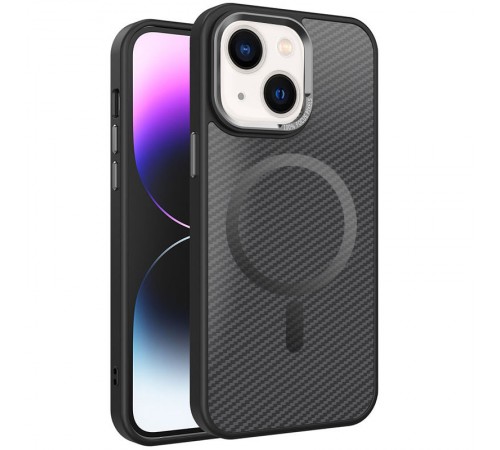 Чохол TPU+PC Carbon Mirage with MagSafe для Apple iPhone 13 / 14 (6.1") Black