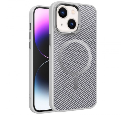 Чохол TPU+PC Carbon Mirage with MagSafe для Apple iPhone 13 / 14 (6.1") Grey