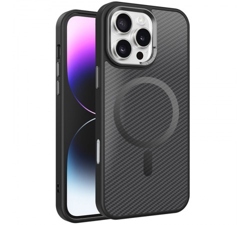Чохол TPU+PC Carbon Mirage with MagSafe для Apple iPhone 16 Pro (6.3") Black