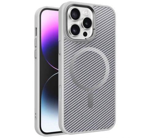 Чохол TPU+PC Carbon Mirage with MagSafe для Apple iPhone 16 Pro (6.3") Grey