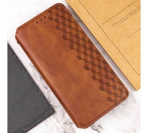 Шкіряний чохол-книжка GETMAN Cubic (PU) для Oppo A3 4G / A3x 4G/ A40m Коричневий Шкіряний чохол-книжка GETMAN Cubic (PU) для Oppo A3 4G / A3x 4G/ A40m Коричневий
