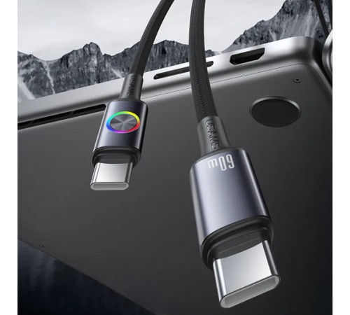Дата кабель Usams US-SJ752 With Colorful Light Huan Ser. Type-C to Type-C 60W (1.2m) Tarnish