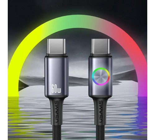 Дата кабель Usams US-SJ752 With Colorful Light Huan Ser. Type-C to Type-C 60W (1.2m) Tarnish