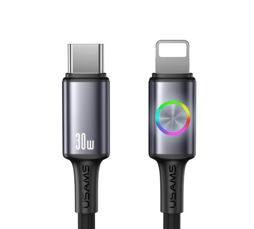 Дата кабель Usams US-SJ753 With Colorful Light Huan Ser. Type-C to Lightning 30W (1.2m) Tarnish