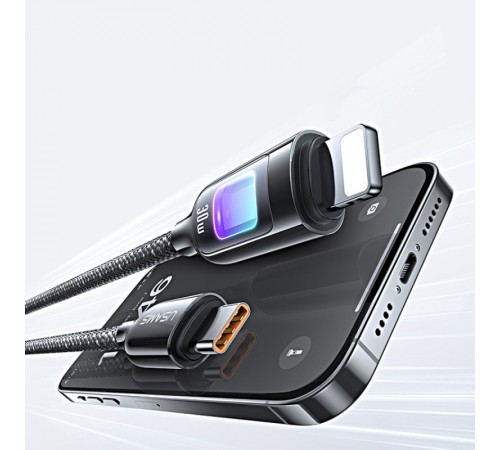 Дата кабель Usams US-SJ749 With Colorful Light TC Ser. Type-C to Lightning 30W (1.2m) Tarnish