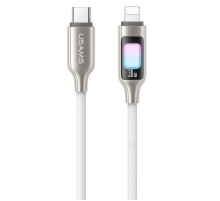 Дата кабель Usams US-SJ749 With Colorful Light TC Ser. Type-C to Lightning 30W (1.2m) Titanium