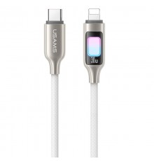 Дата кабель Usams US-SJ749 With Colorful Light TC Ser. Type-C to Lightning 30W (1.2m) Titanium