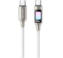 Дата кабель Usams US-SJ750 With Colorful Light TC Ser. Type-C to Type-C 100W (1.2m) Titanium