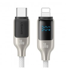 Дата кабель Usams US-SJ741 Digital Display HX Ser. Type-C to Lightning 30W (1.2m) Titanium