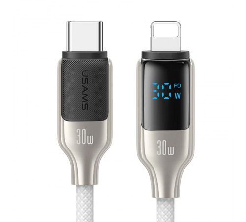 Дата кабель Usams US-SJ741 Digital Display HX Ser. Type-C to Lightning 30W (1.2m) Titanium