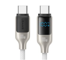 Дата кабель Usams US-SJ742 Digital Display HX Ser. Type-C to Type-C 100W (1.2m) Titanium