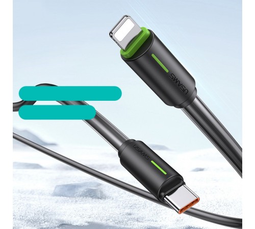 Дата кабель Usams US-SJ735 Bicolor Charging YR Ser. Type-C to Lightning 30W (1m) Black