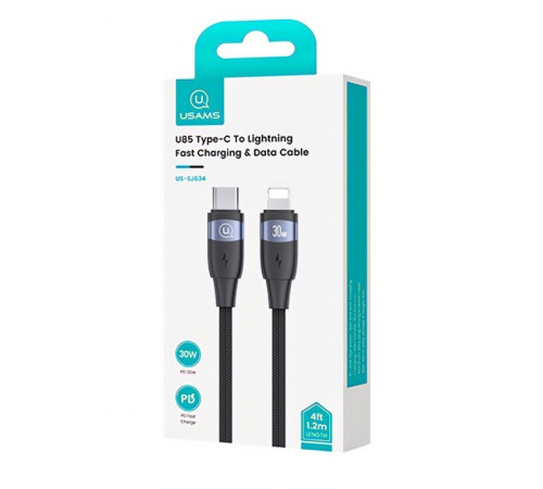 Дата кабель Usams US-SJ635 U85 Type-C to Lightning 30W (2m) Black