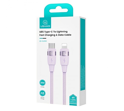 Дата кабель Usams US-SJ635 U85 Type-C to Lightning 30W (2m) Purple
