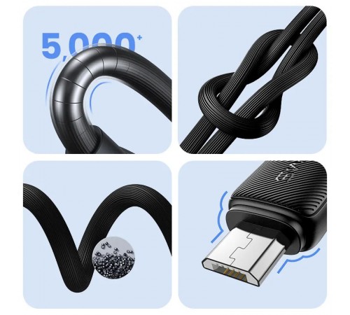 Дата кабель Usams US-SJ690 Striped KY Ser. USB to MicroUSB 2A (1m) Black