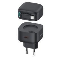 МЗП Usams US-CC202 GaN With Type-C Magnetic Retractable Cable Module XMF Ser. 35W (2USB-C) Black