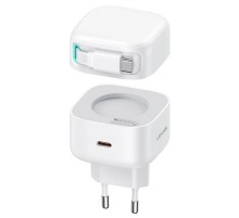 МЗП Usams US-CC202 GaN With Type-C Magnetic Retractable Cable Module XMF Ser. 35W (2USB-C) White