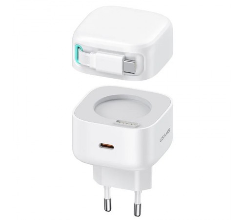 МЗП Usams US-CC202 GaN With Type-C Magnetic Retractable Cable Module XMF Ser. 35W (2USB-C) White МЗП Usams US-CC202 GaN With Type-C Magnetic Retractable Cable Module XMF Ser. 35W (2USB-C) White