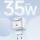 МЗП Usams US-CC202 GaN With Type-C Magnetic Retractable Cable Module XMF Ser. 35W (2USB-C) White