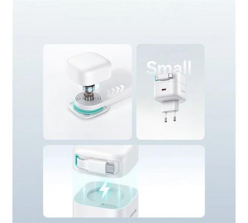 МЗП Usams US-CC202 GaN With Type-C Magnetic Retractable Cable Module XMF Ser. 35W (2USB-C) White МЗП Usams US-CC202 GaN With Type-C Magnetic Retractable Cable Module XMF Ser. 35W (2USB-C) White