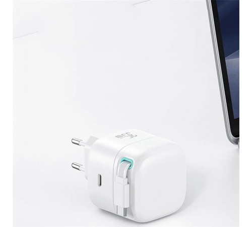 МЗП Usams US-CC202 GaN With Type-C Magnetic Retractable Cable Module XMF Ser. 35W (2USB-C) White МЗП Usams US-CC202 GaN With Type-C Magnetic Retractable Cable Module XMF Ser. 35W (2USB-C) White
