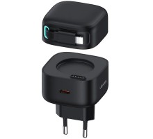 МЗП Usams US-CC209 GaN With Lightning Magnetic Retractable Cable Module XMF Ser. 35W (2USB-C) Black