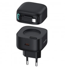 МЗП Usams US-CC209 GaN With Lightning Magnetic Retractable Cable Module XMF Ser. 35W (2USB-C) Black